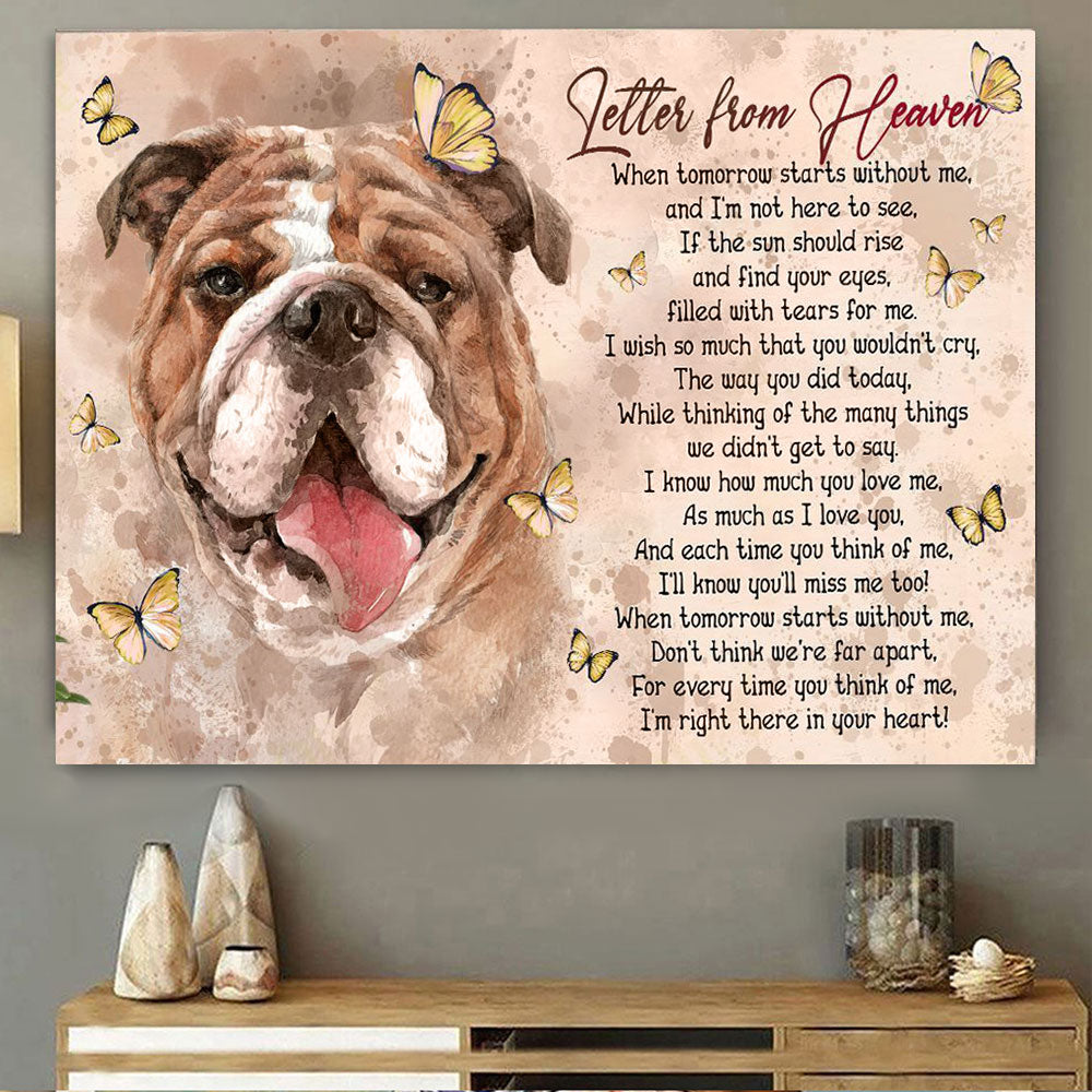 Letter From Heaven English Bulldog Memorial Canvas