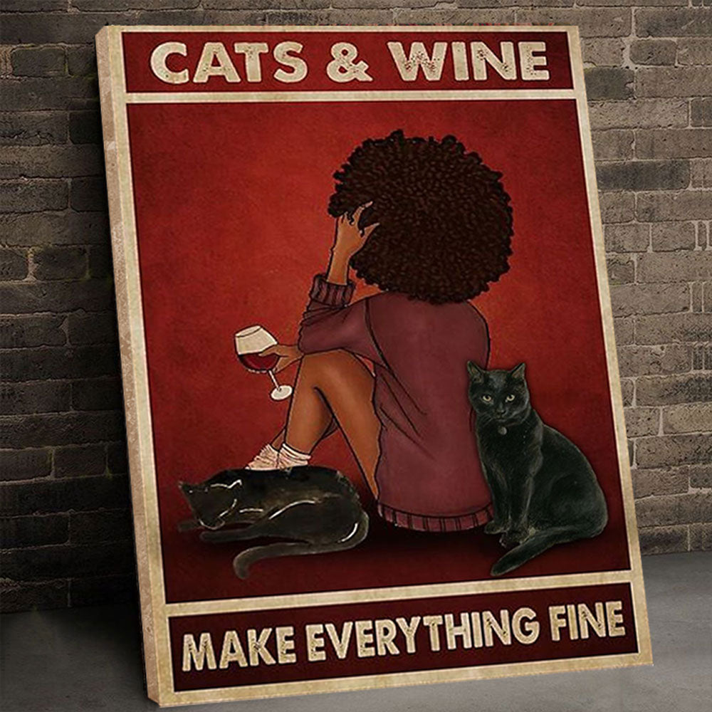 Wine And Cats Canvas