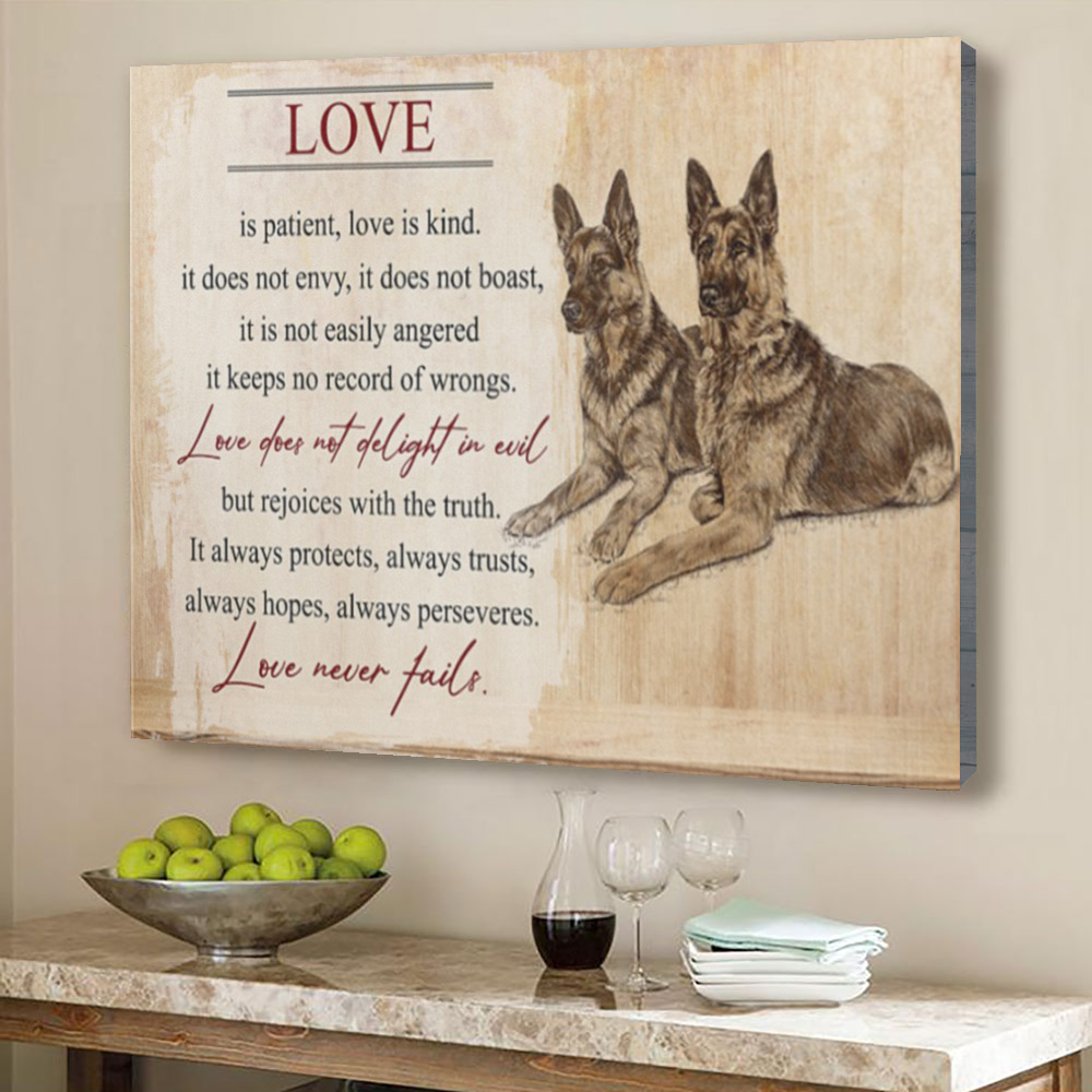 Gift For Him For Her Love Is German Shepherd Canvas