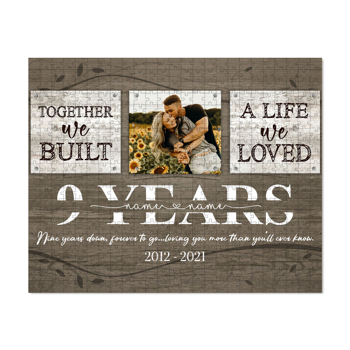 52381-Personalized 9 Years Anniversary Gift For Her Custom Photo, 9th Anniversary Gift For Him, Together We Built A Life Puzzle H0