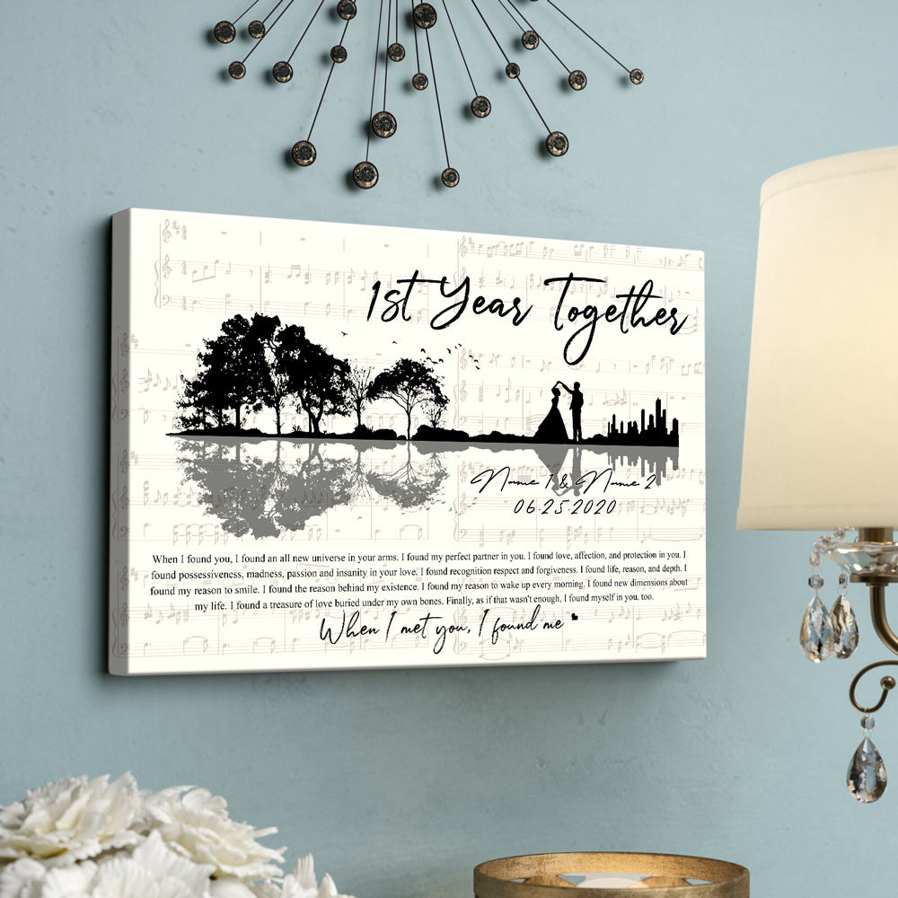 54379-Personalized First Wedding Anniversary Gift For Wife, 1st Anniversary Gift For Him, 1 Year Married, When I Found You Canvas H2