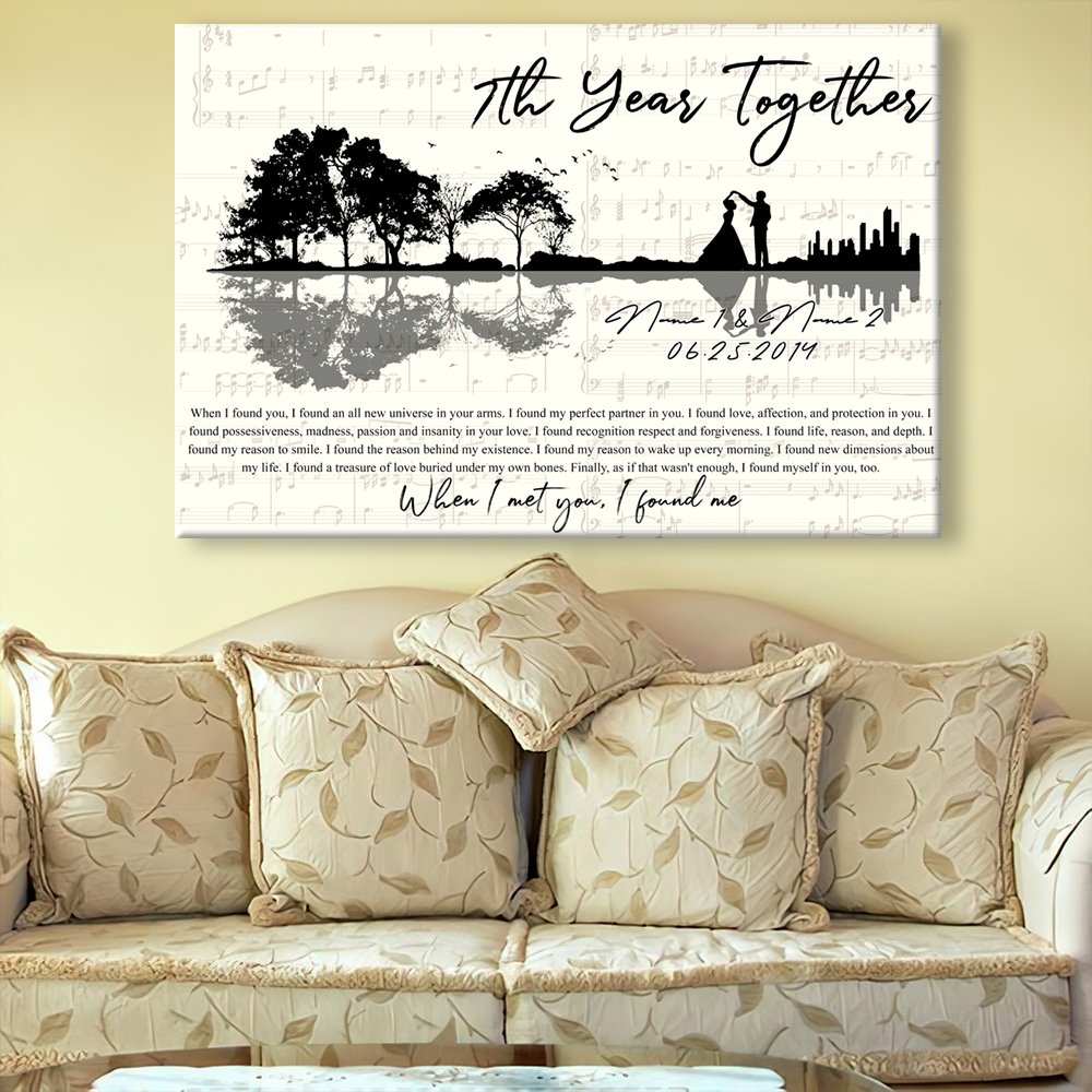 7th Wedding Anniversary Couple When I Found You Personalized Canvas