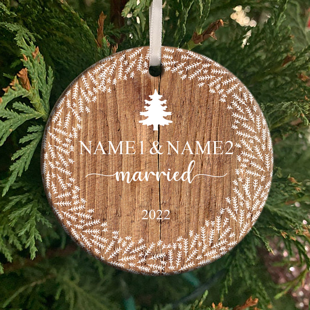 Personalized Our First Christmas Married Ornament, Wedding Gift With Names, Married Couple Ornament
