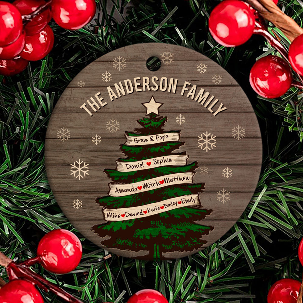 56076-Personalized Large Family On Pine Tree Ornament, Custom Family Member Names Christmas Ornament H1