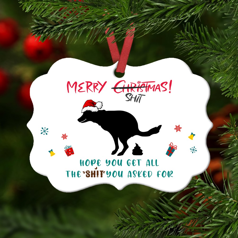Naughty Dog Shit Funny Christmas Ornament