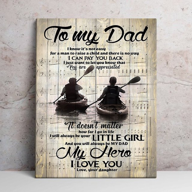 Gift For Dad From Daughter, Father And Daughter Kayak Sailing Canvas