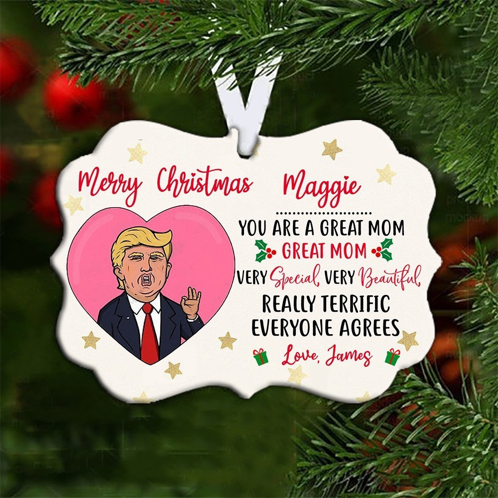 59844-Personalized Funny Christmas Gift For Mom, You Are A Great Mom, Everyone Agrees Ornament H1