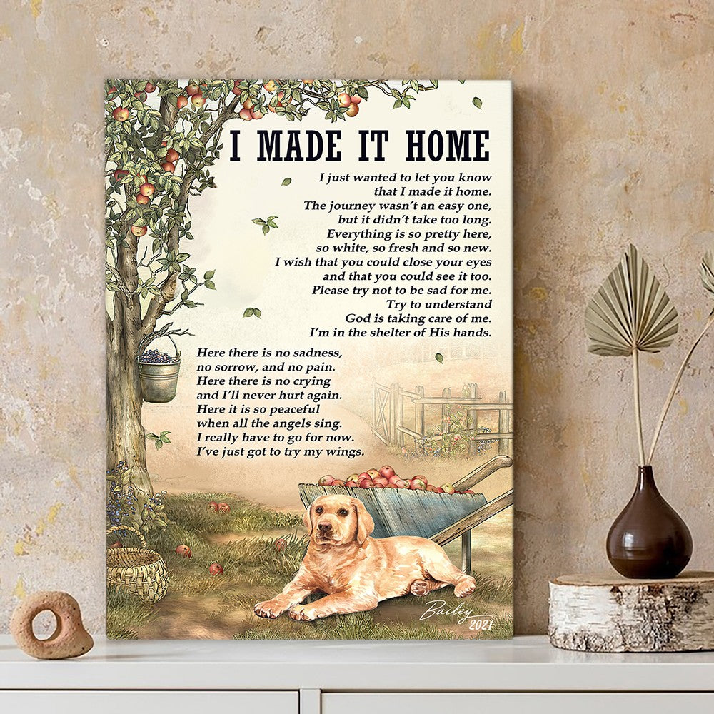 Personalized Labrador Retriever Memorial Gift, I Made It Home, Loss Of Dog Canvas