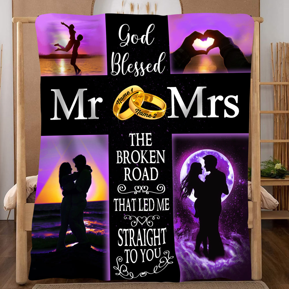 51455-Personalized Blanket Gift For Her, Anniversary Gift For Wife Wedding Ring Blanket H1