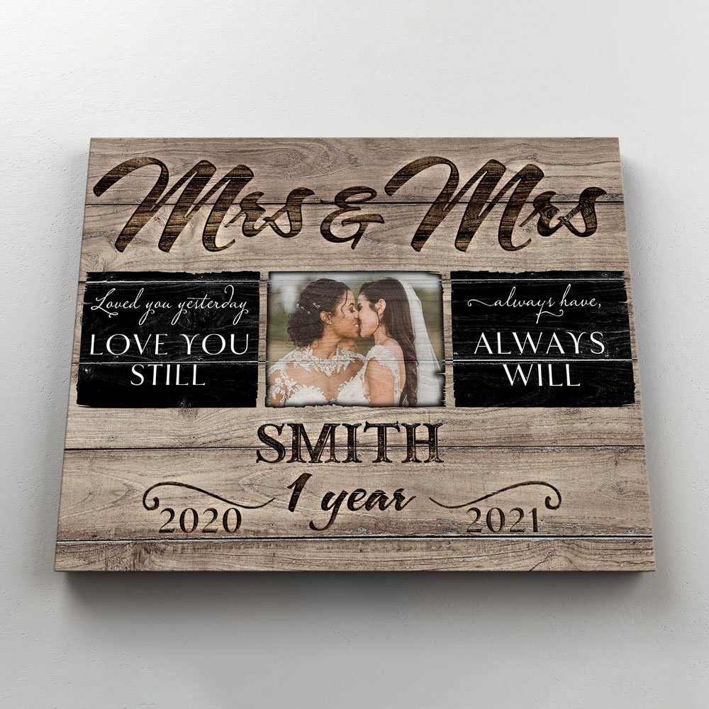 51468-Personalized Anniversary Gift For Her, Anniversary Gift For Him, Mr & Mrs Custom Photo Canvas H2
