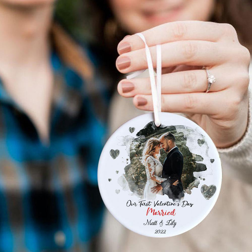 Personalized Our First Valentine's Day Married Ornament