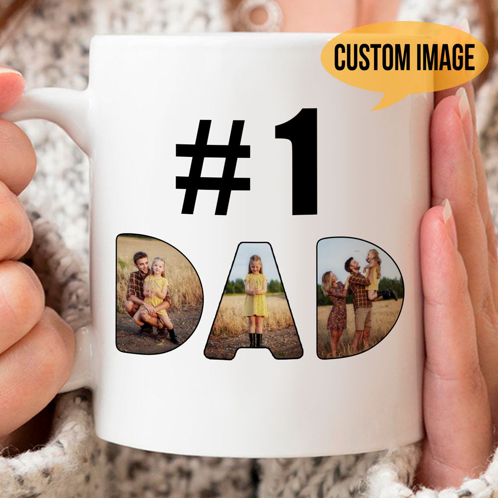 75015-Father's Day Number One #1 Dad World Best Dad Personalized Image Mug H0