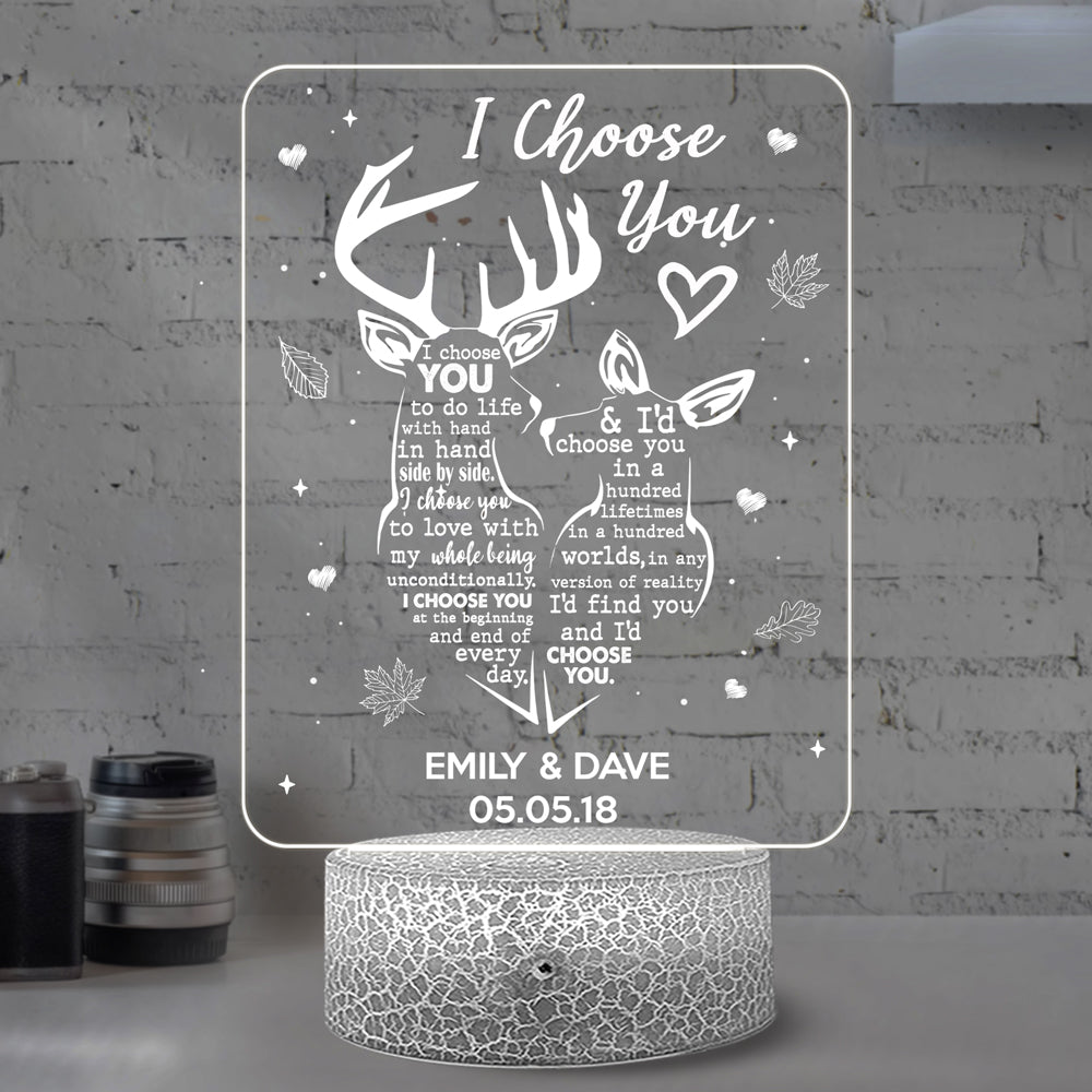 Hunting Couple Deer And Doe I Choose You Personalized Night Light