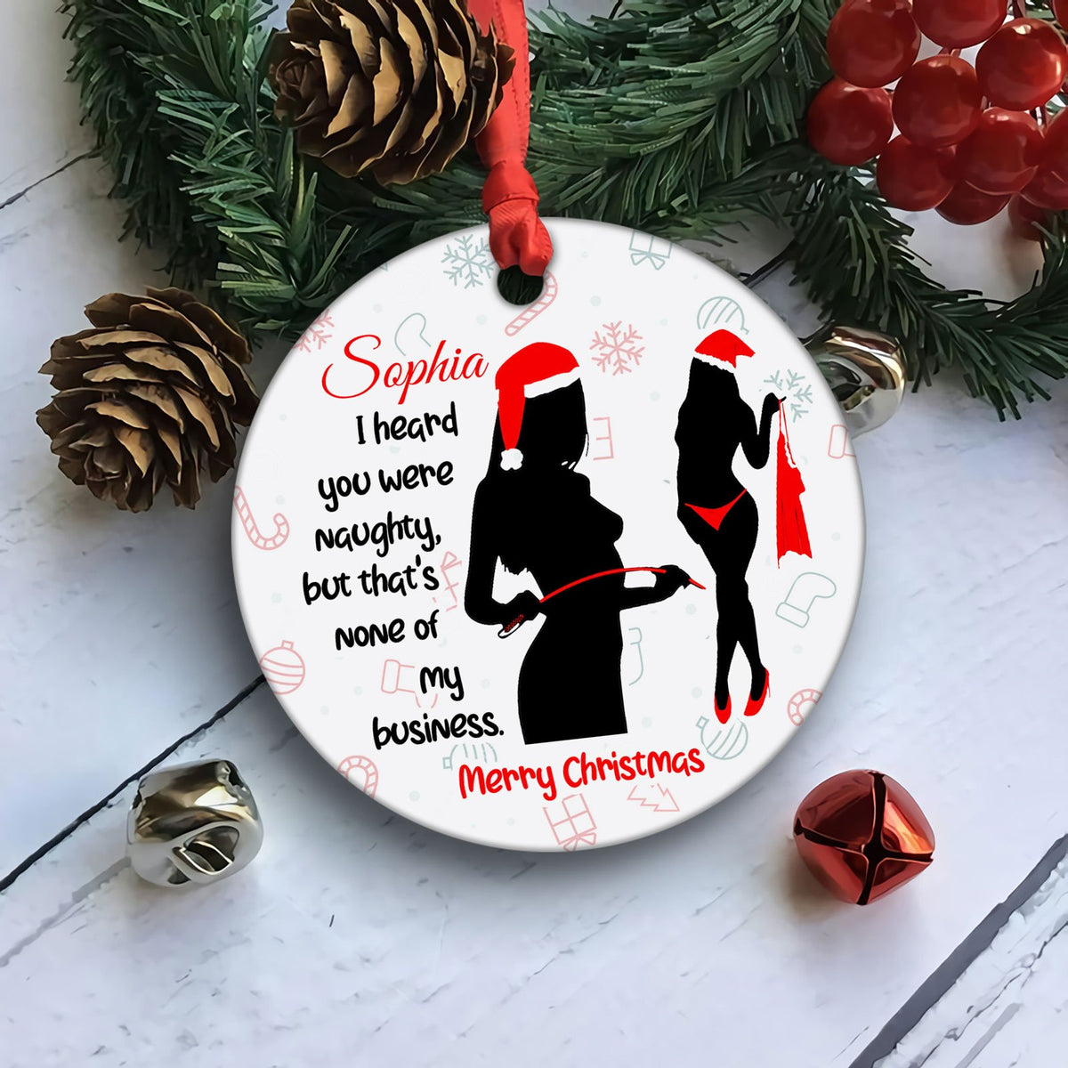 Personalized Funny Naughty Christmas for Wife, I Heard You Were Naughty Ornament
