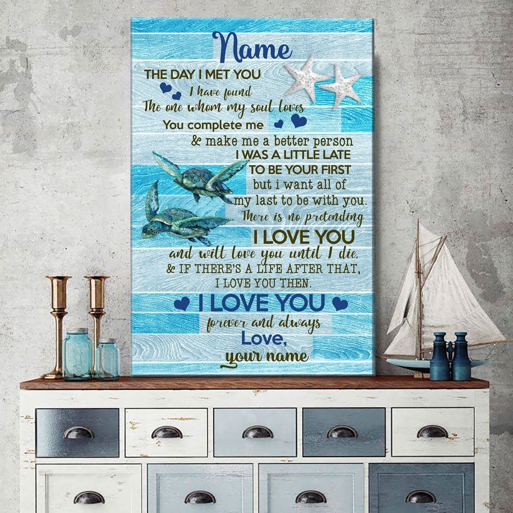 Personalized Anniversary Gift For Him For Her Turtles Sea Canvas