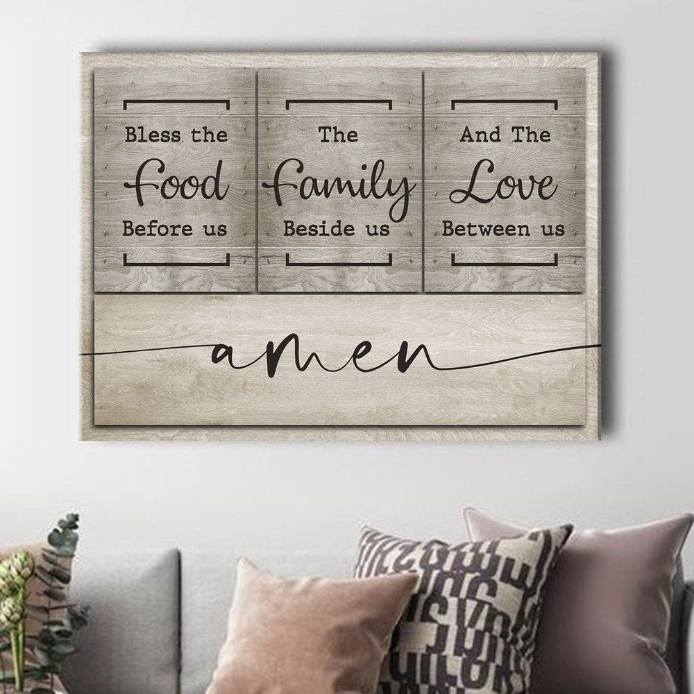 Christian Kitchen Wall Art Bless The Food Family Canvas