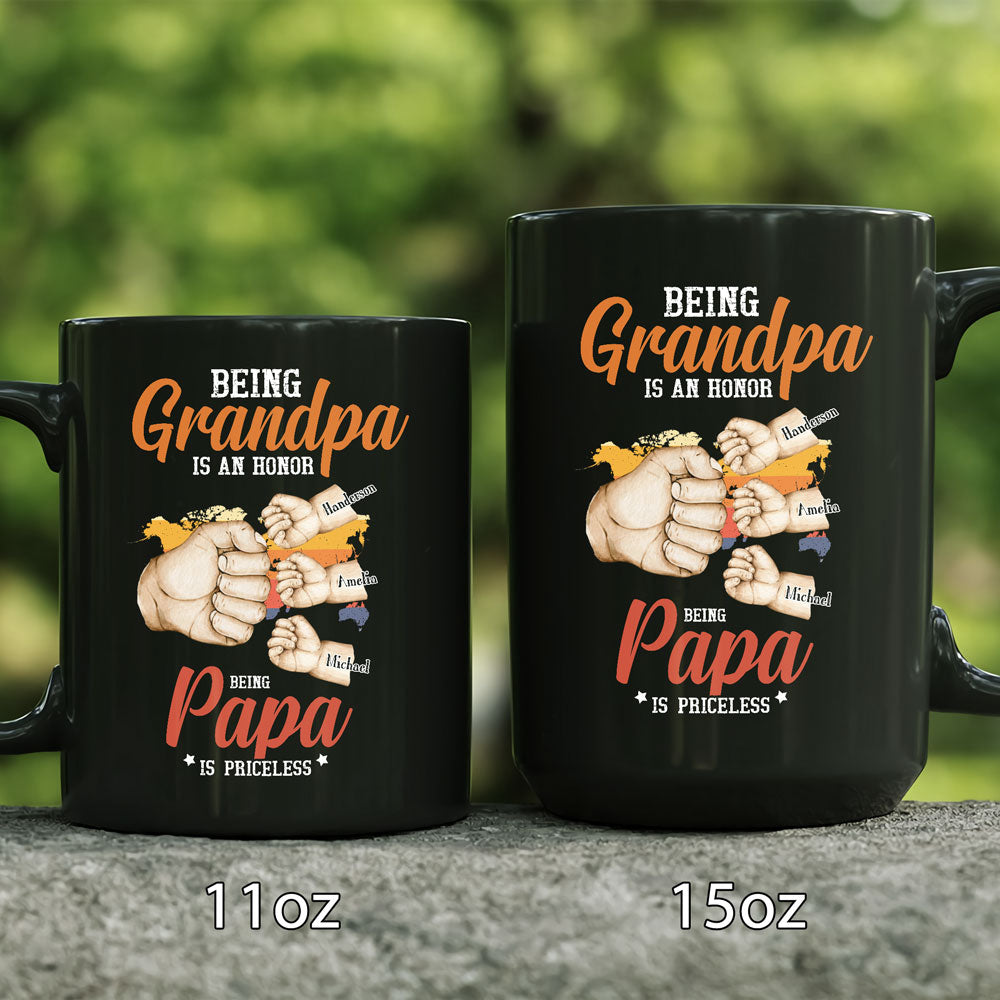 73566-Grandpa Papa Grandfather with Grandkids Personalized Shirt H0