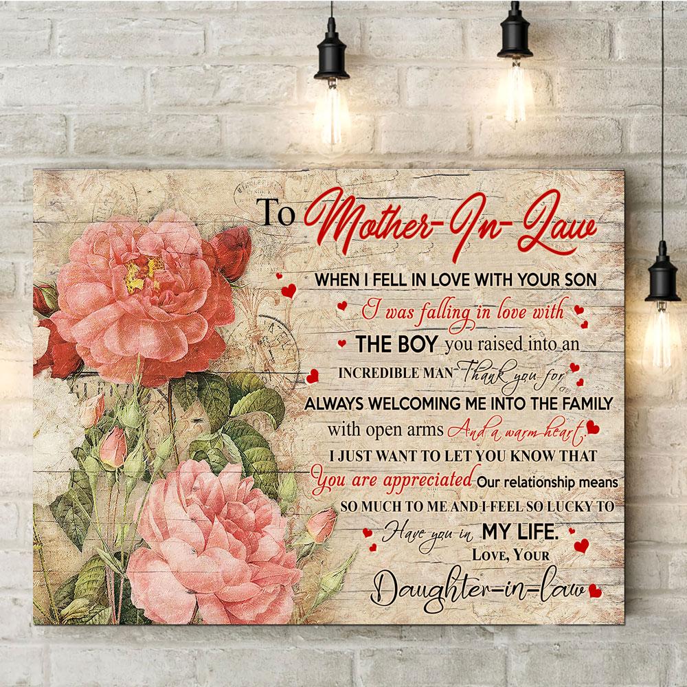 Gift For Mother In Law From Daughter In Law When I Fell In Love With Your Son Canvas