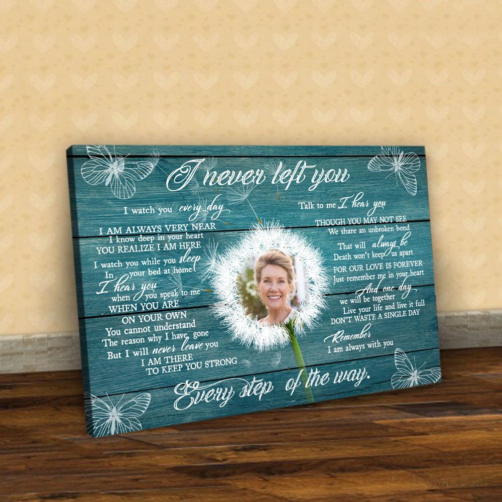 Personalized Cardinal Sympathy gift I never left you canvas loss of loved one Horizontal Canvas