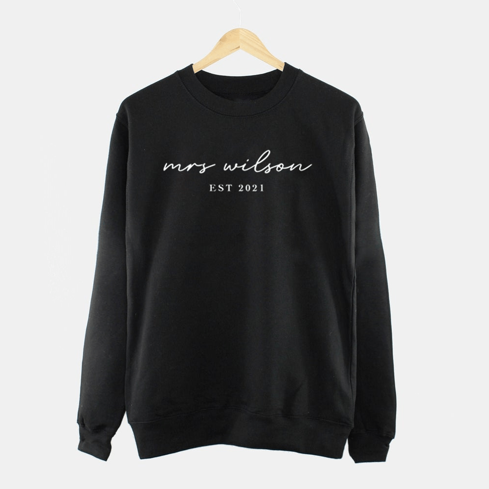 Personalized Gift For Wife To Be Bride To Be Mrs Name With Wedding Year Sweatshirt For Her