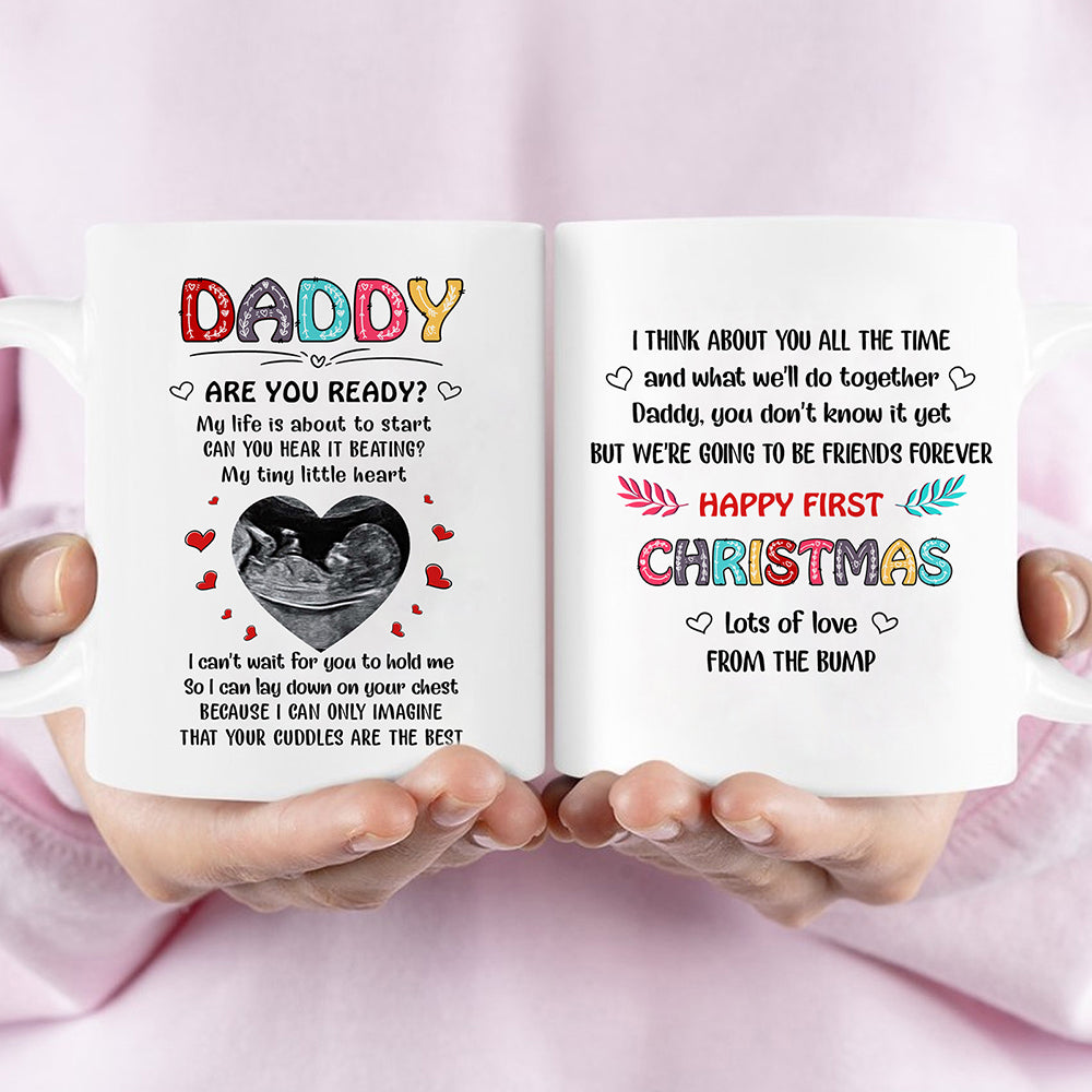 57715-Personalized Christmas Gift For Daddy To Be Mug, Gift For Expecting Dad Mug, Gift From Bump, Gift For New Dad Mug H0