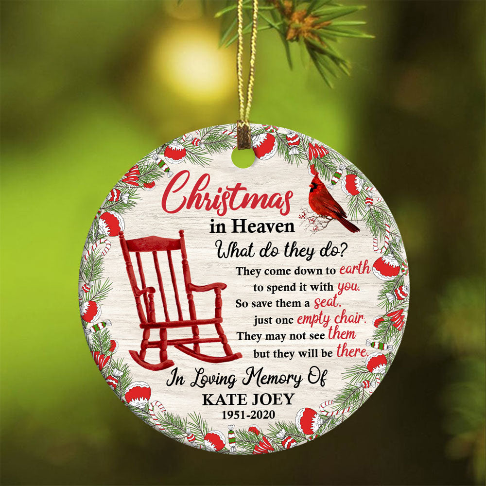 57668-Personalized Memorial Christmas Ornament, Christmas In Heaven Memorial Ornament H1
