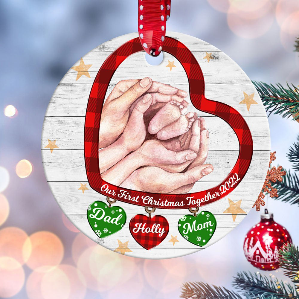 Personalized Our First Christmas Ornament, Family Of 3 Christmas Ornaments