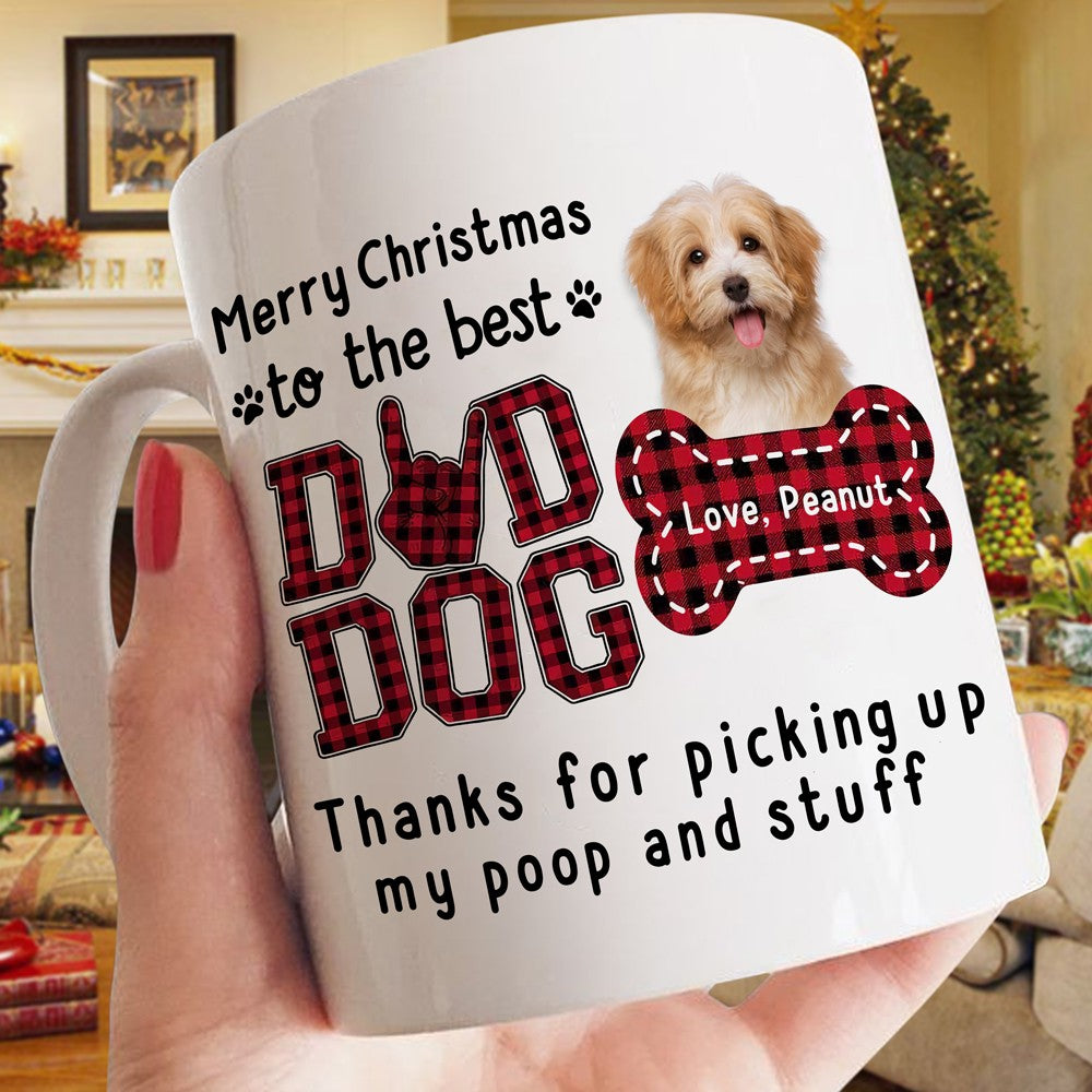 61686-Personalized Gift For Dog Dad Custom Dog Photo Merry Christmas Mug H0