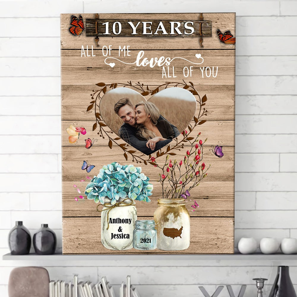 Personalized Anniversary Gift For Couples Canvas, All Of Me Loves All Of You Canvas