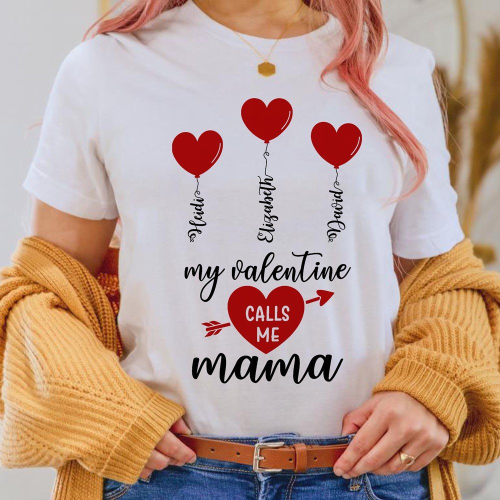 Personalized Mom Valentines Day Shirt My Valentine Calls Me Mama Shirt