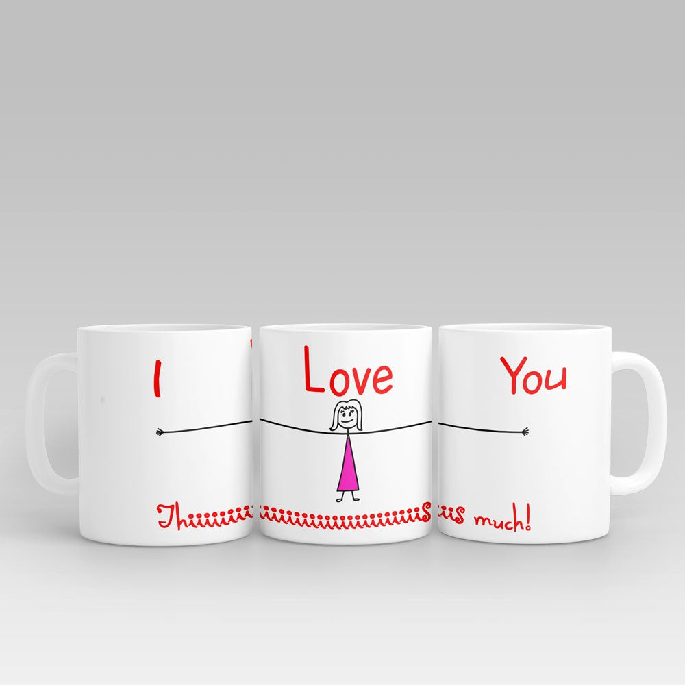 63137-Valentine's Day Gift For Boyfriend, Girlfriend, I Love You This Much Mug H0