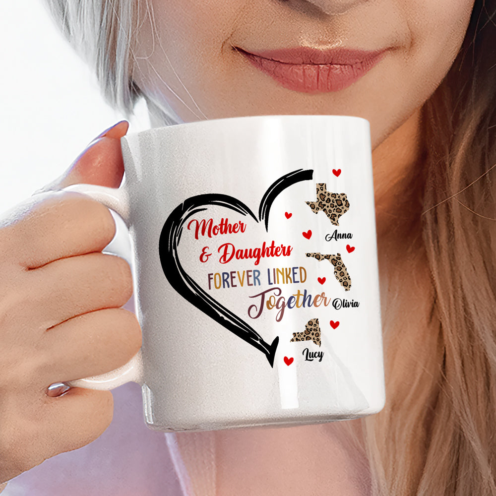 77464-Mother Daughter Forever Linked Together Long Distance Personalized Mug H0