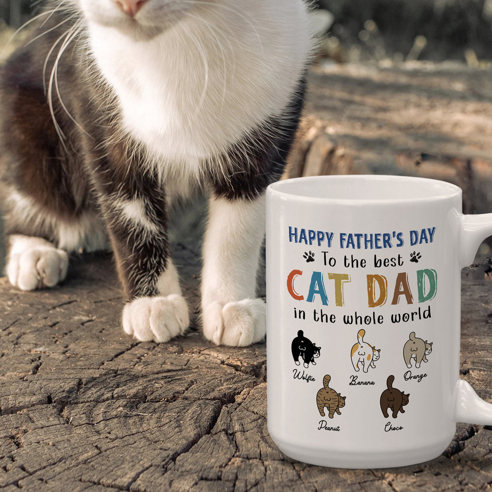 73526-Father's Day Best Cat Dad In The Whole World Funny Personalized Mug H0