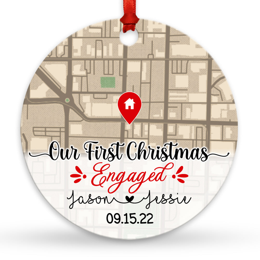 Wedding Anniversary Map Personalized First Christmas Married Ornament