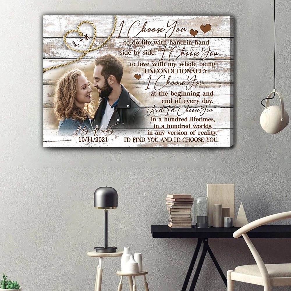 Anniversary Gift For Her For Him I Choose You Personalized Canvas