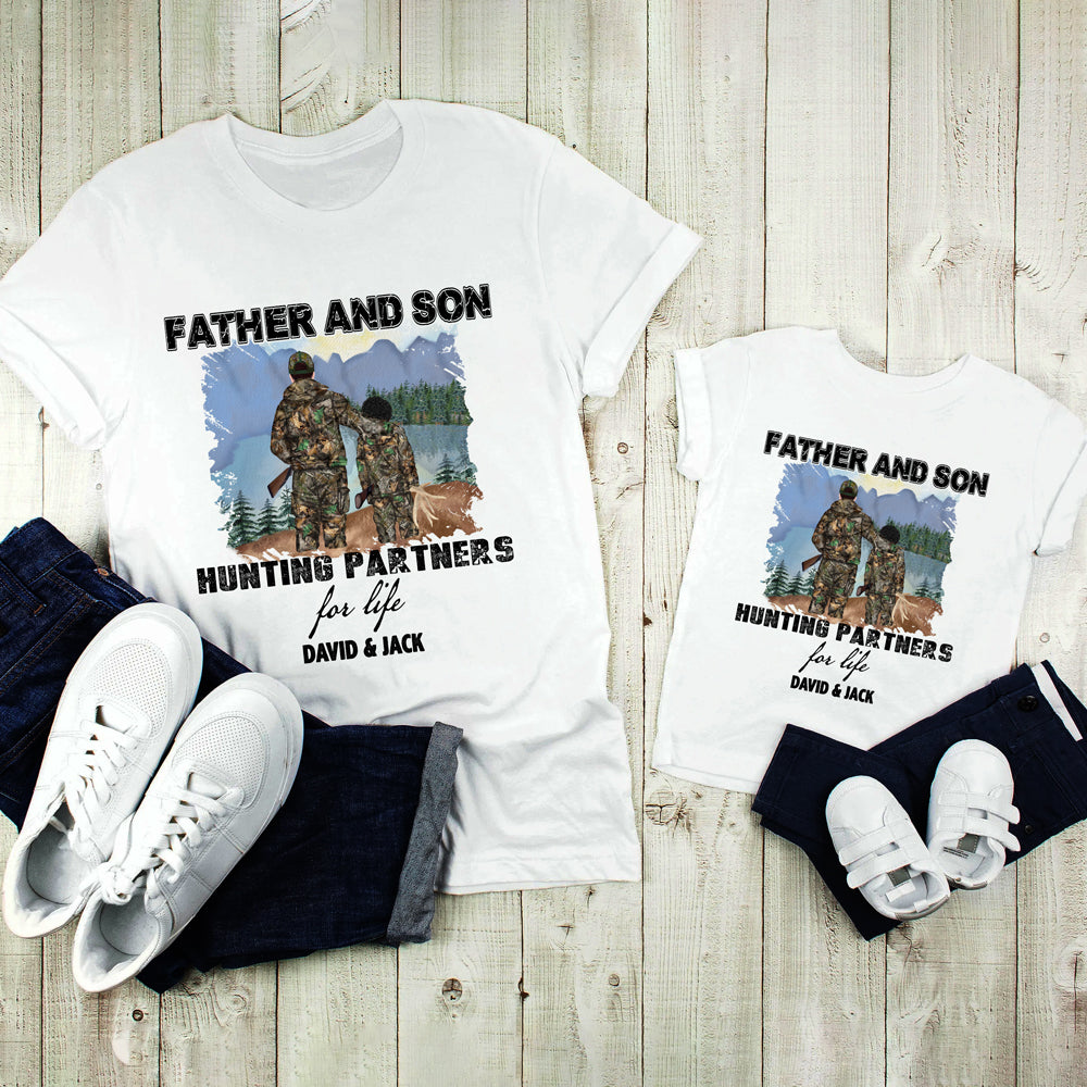 Dad And Son Hunting Partners Camouflage Meaningful Personalized Shirt