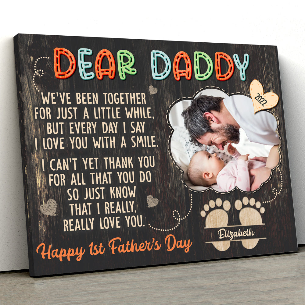 73375-Father's Day Expecting Dad New 1st Love Meaningful Personalized Canvas H3
