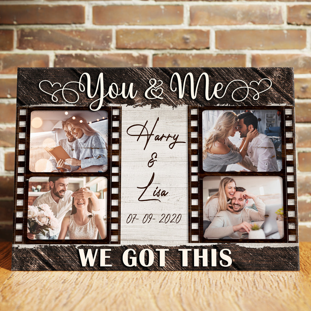 76194-Wife Husband Couple Got Anniversary Personalized Photo Canvas H4