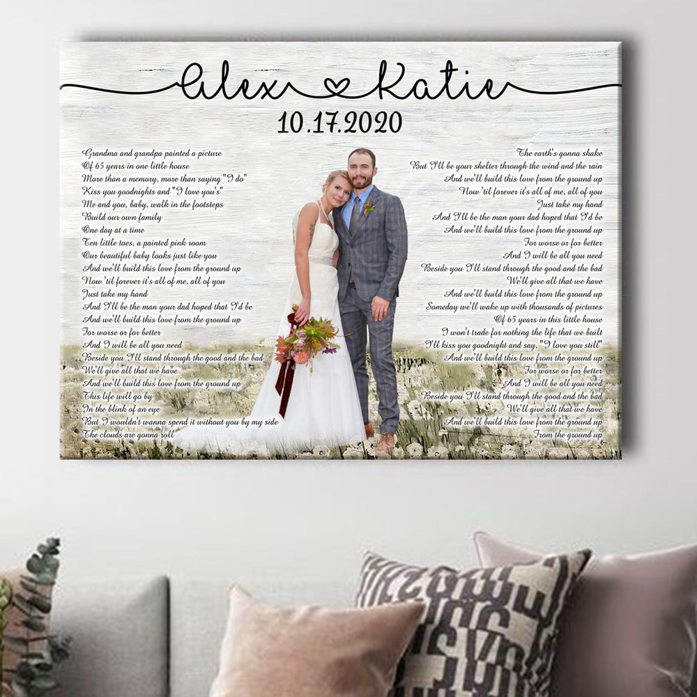 Personalized Lyrics Song 5th 5 Years Wood Wedding Anniversary Gift Couple For Wife For Husband Canvas