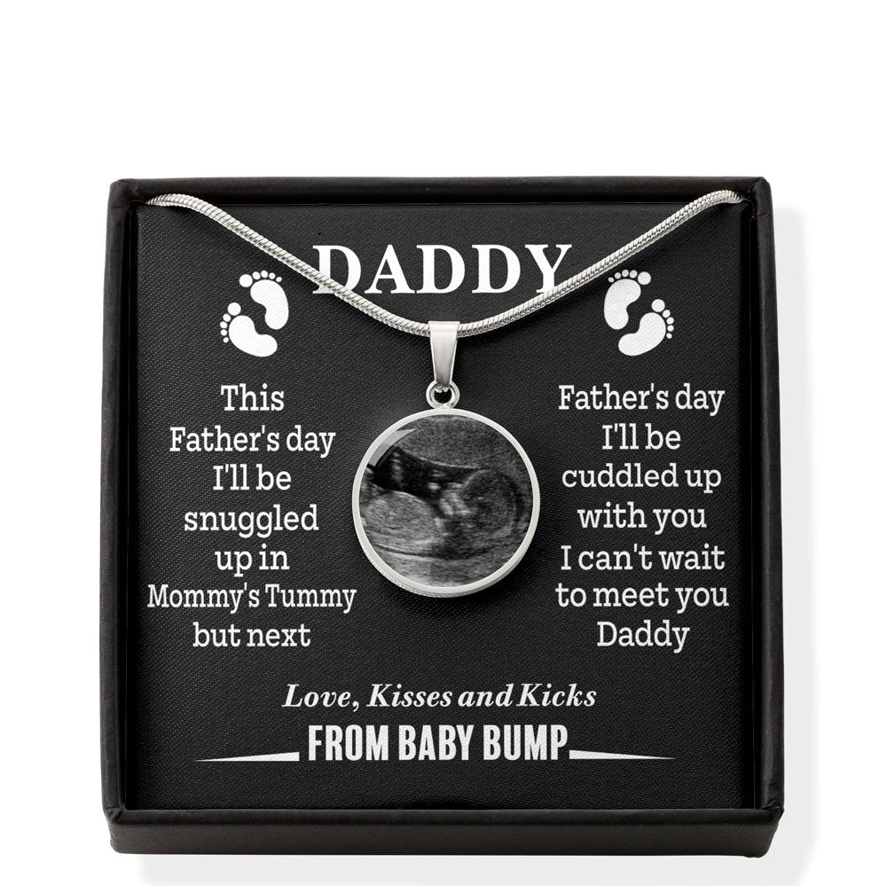 Personalized Gift For Expecting Dad I Can't Wait To Meet You Circle Message Card Heart Necklace