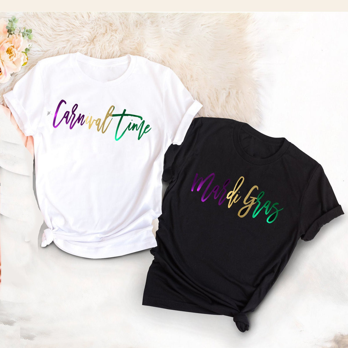 Mardi gras carnival time couple matching tshirt