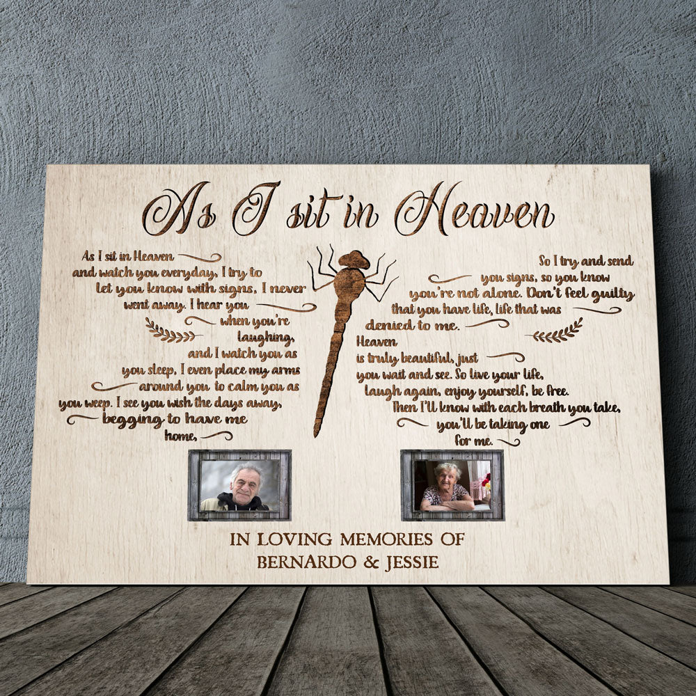 Memorial Dragonfly As I Sit In Heaven Sympathy Personalized Canvas