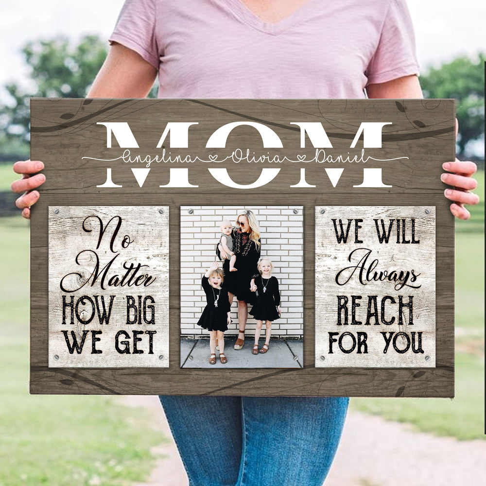 Mom And Kids We'll Always Reach For You Meaningful Personalized Canvas
