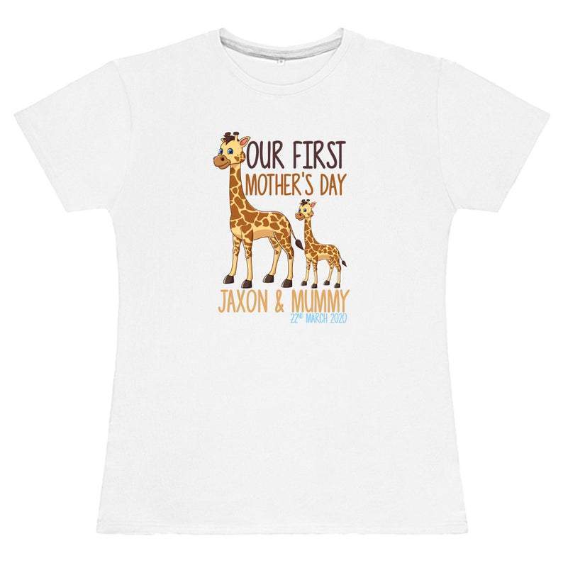 Personalized Our First Mothers Day Giraffe Shirts
