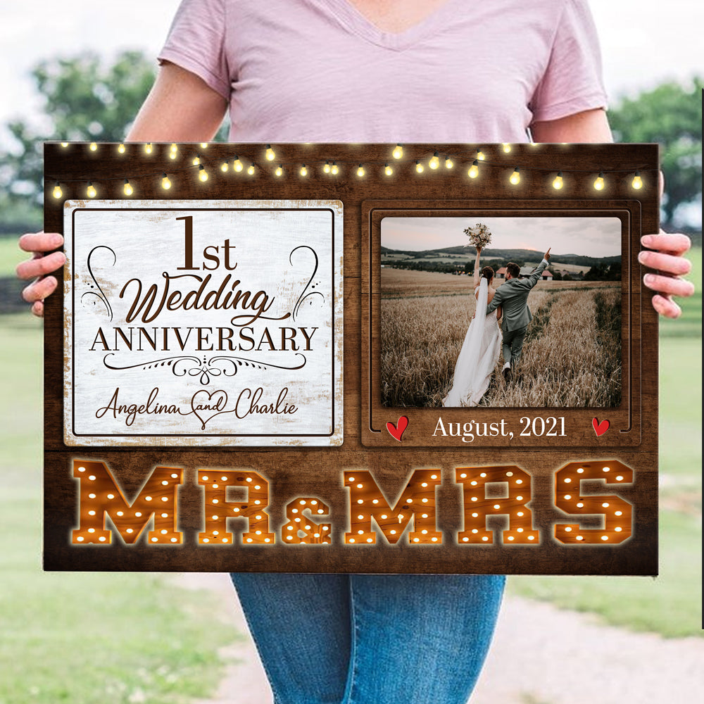 Mr & Mrs Wife Husband Wedding Anniversary Personalized Canvas
