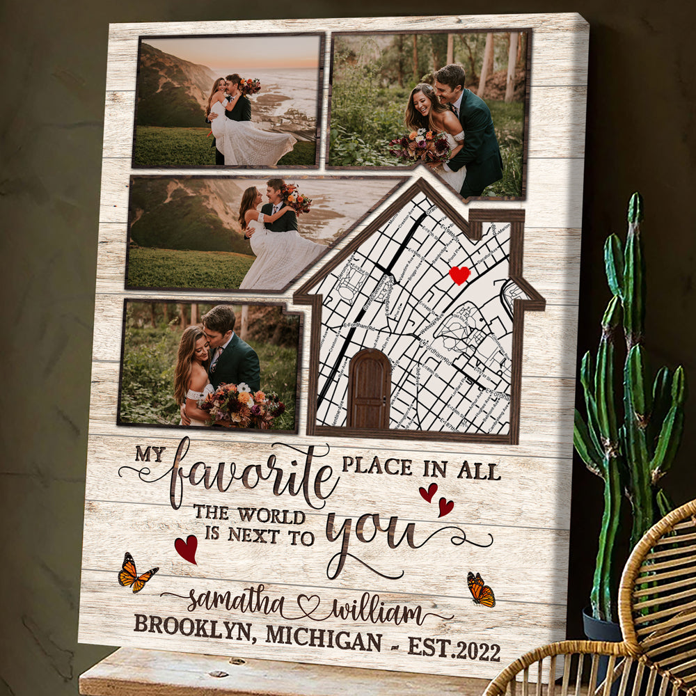 My Favorite Place's Next To You Couple Anniversary Personalized Canvas