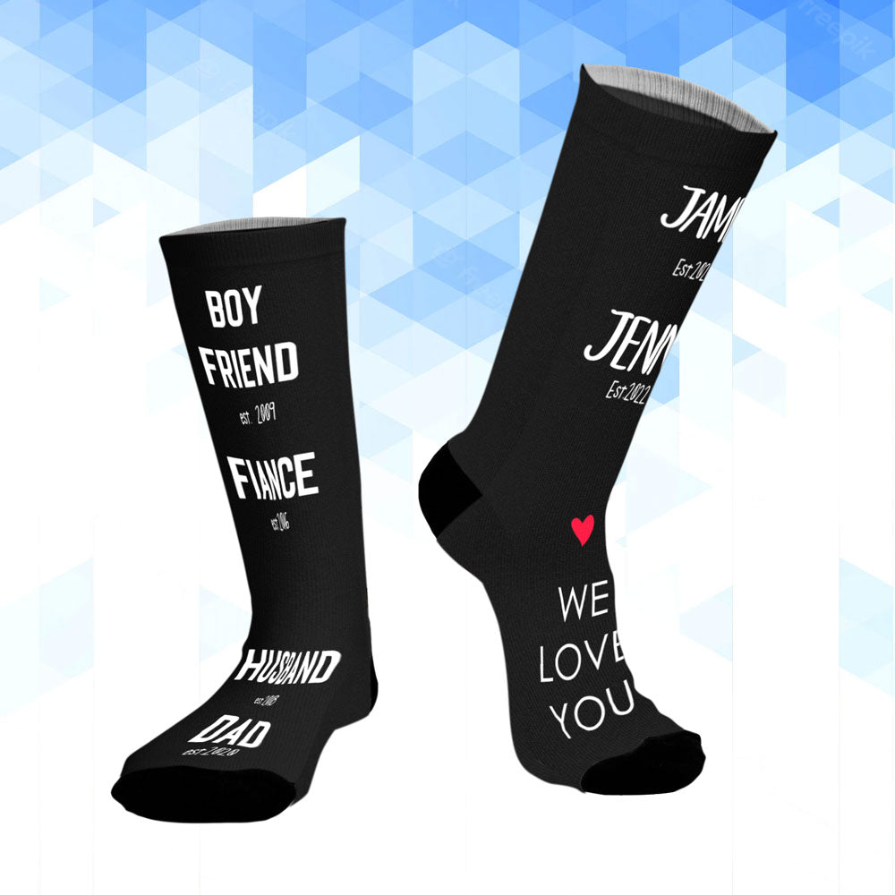 New Dad Husband Est Personalized Socks