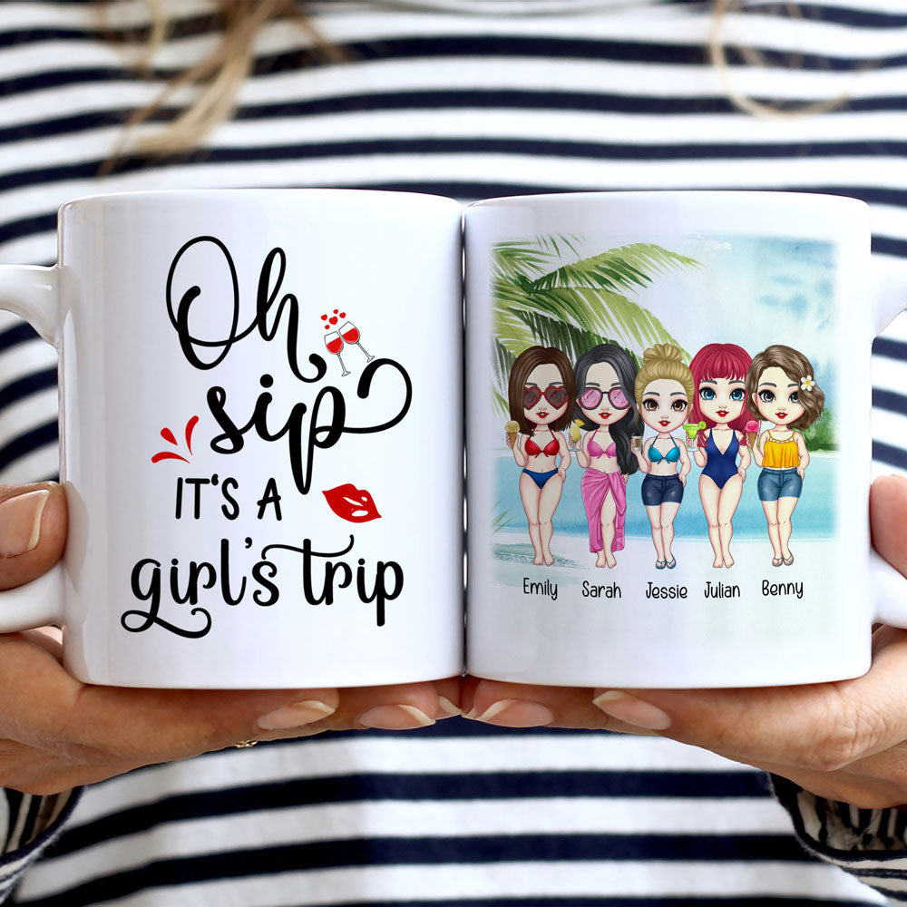 Oh Sip It's A Girls Trip Best Friends Ladies Vacation Personalized Mug