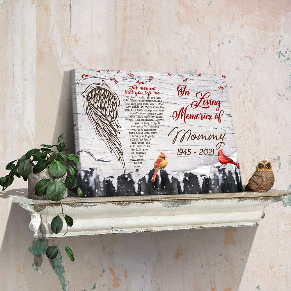 60616-Personalized Sympathy Gift Memorial Canvas Cardinal Bird, In Loving Memories Of Mom Canvas H2