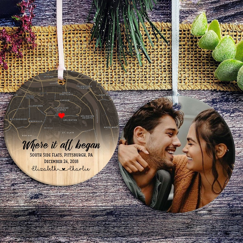 Personalized Christmas Gift For Couple Ornament, Where It All Began Ornament, Couples Christmas Ornament, Custom Map Ornament, Personalized Anniversary Gift For Couple